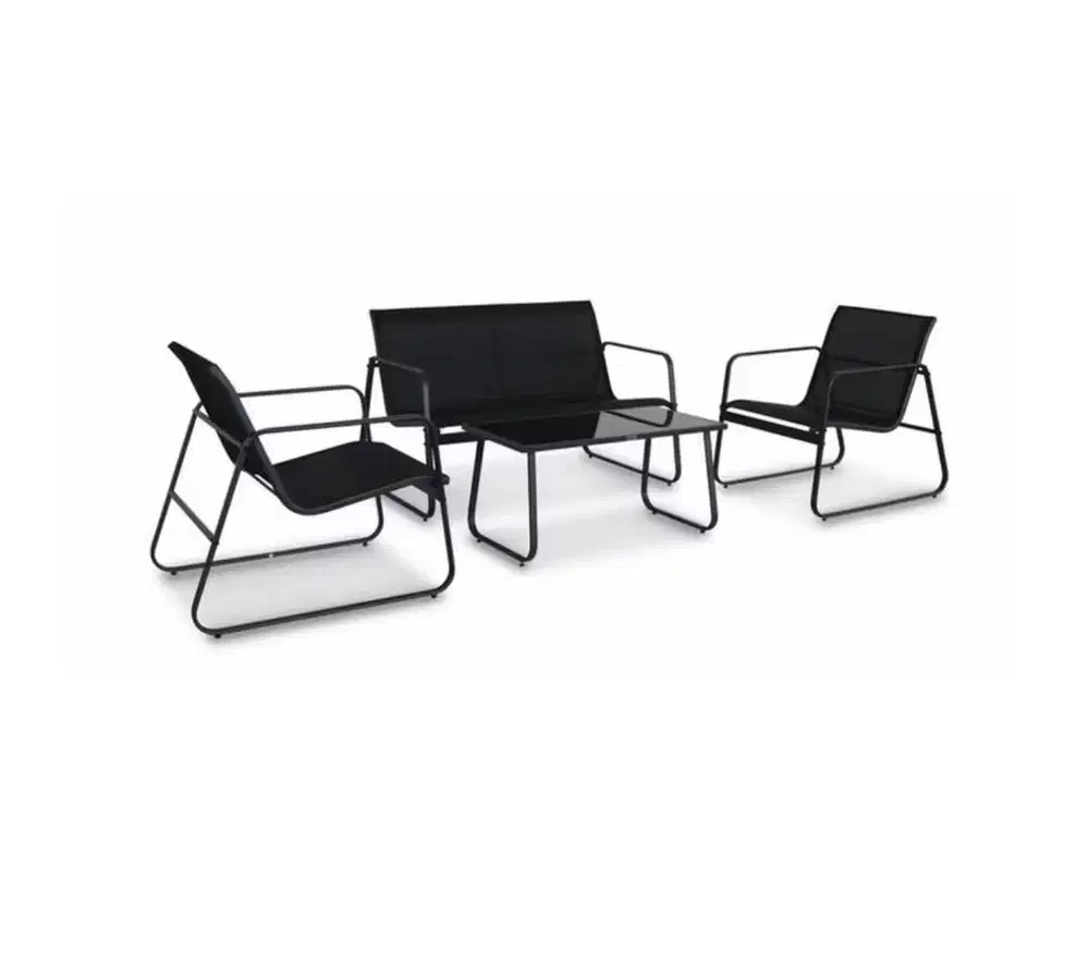 Soleil Set 4 Pcs Kursi & Meja Teras Textiline - Hitam