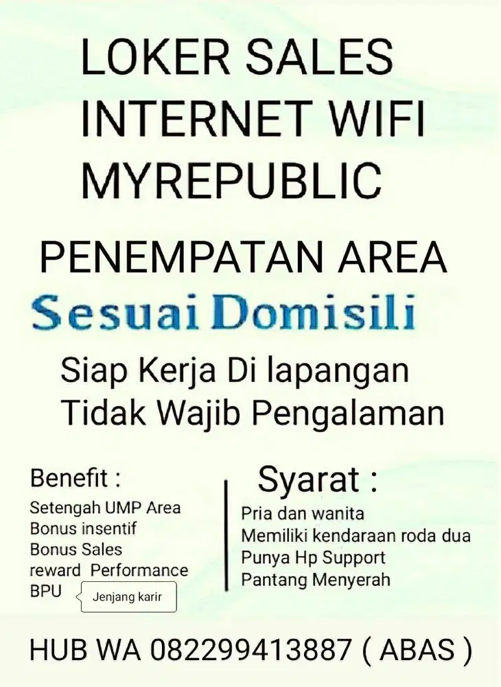 LOKER SALES INTERNET WIFI MYREPUBLIK