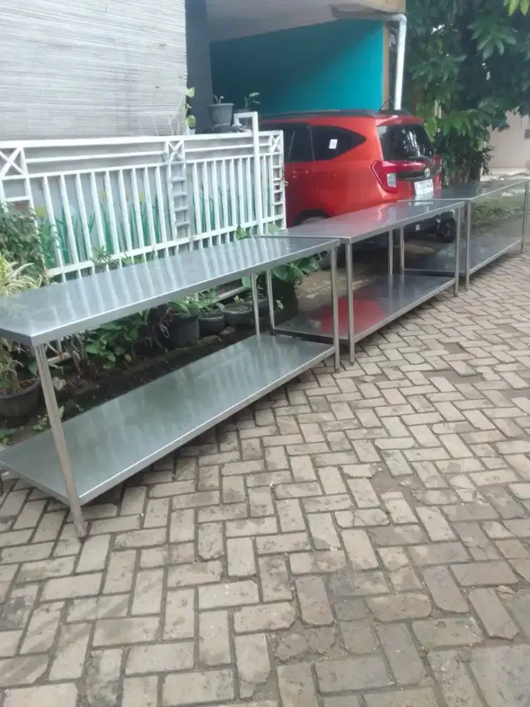 meja stainless steel 2 susun