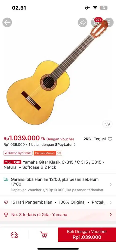 GITAR YAMAHA C315 NYLON