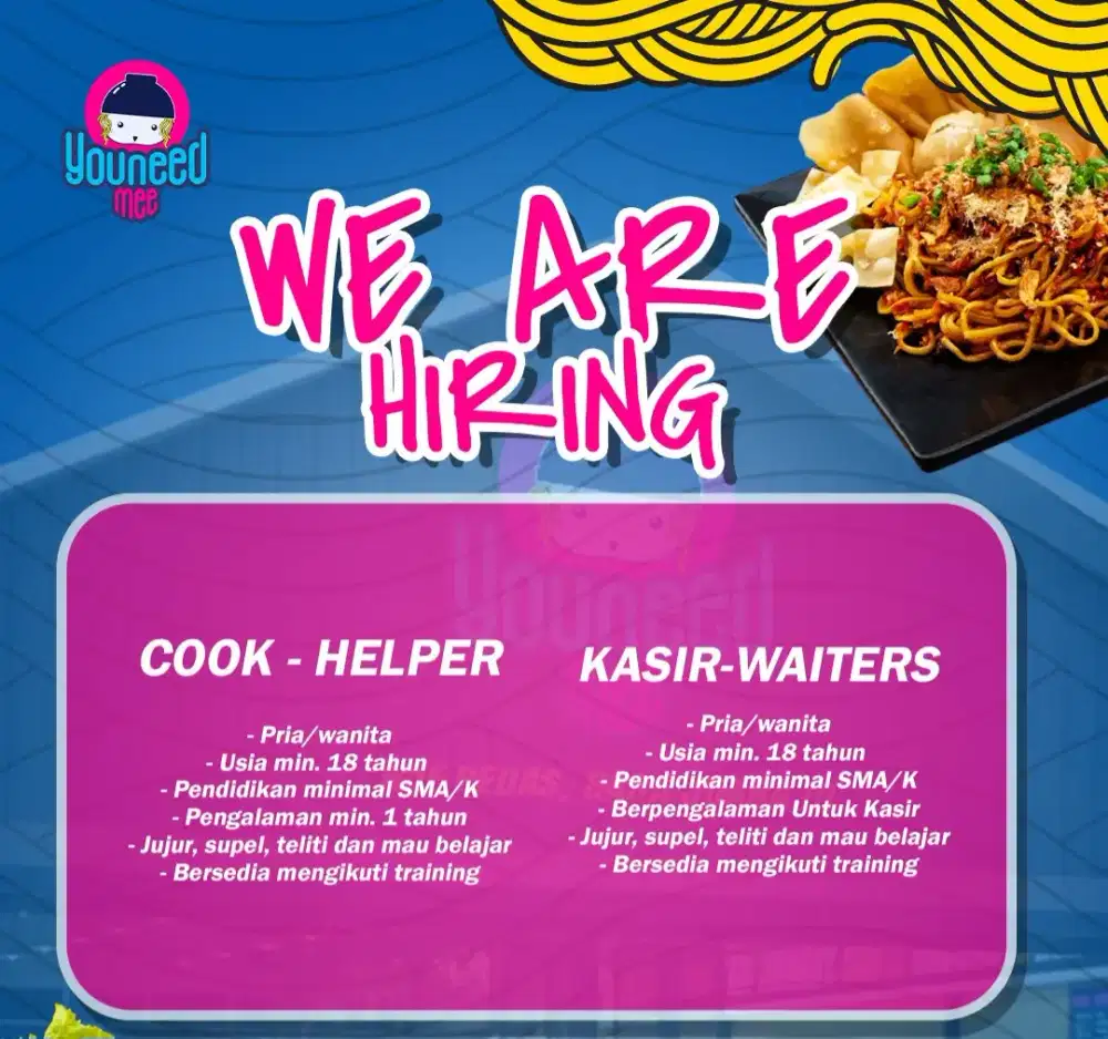 Di butuhkan segera di utqmakan berpengalaman