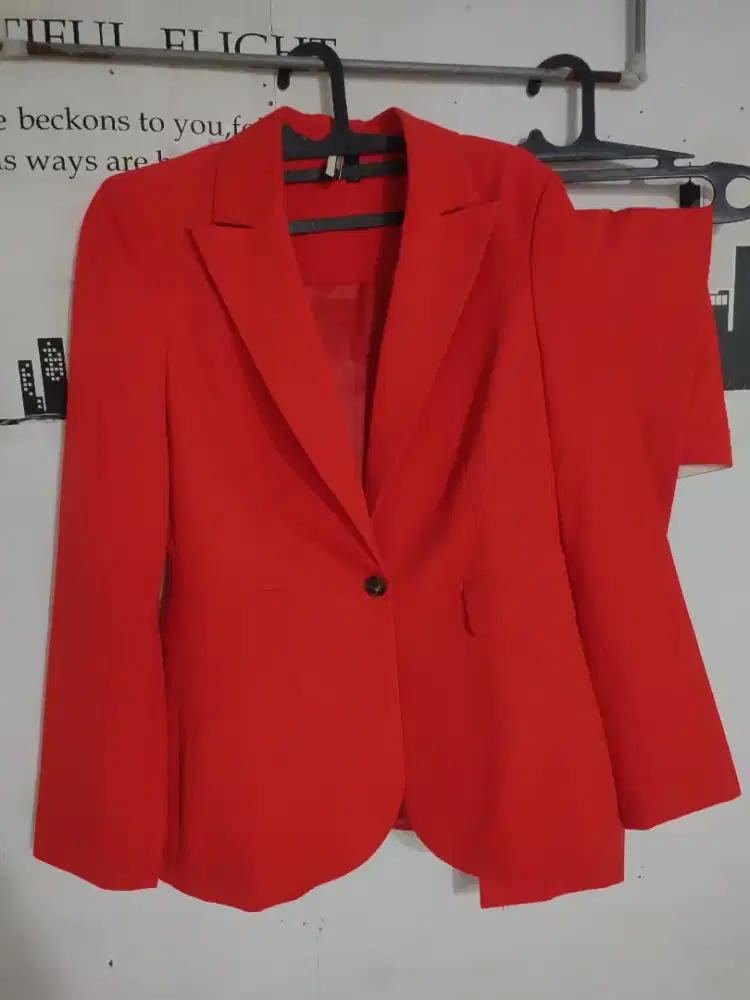 One set Blezer lengan panjang topshop pink