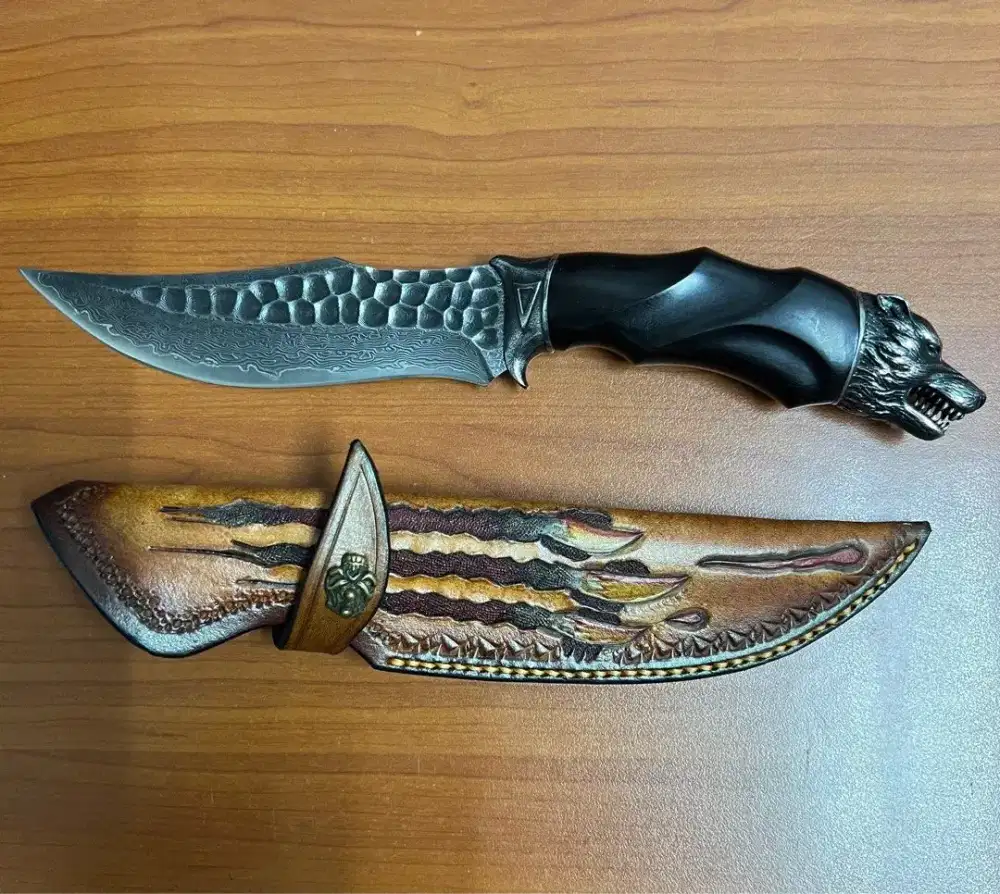 Knifeso Pisau Wolf Head Knife Baja Antik
