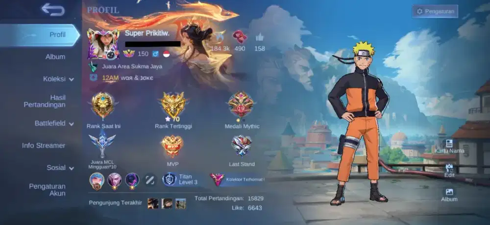 Akun Mobile Legends Kolektor Terhormat 1