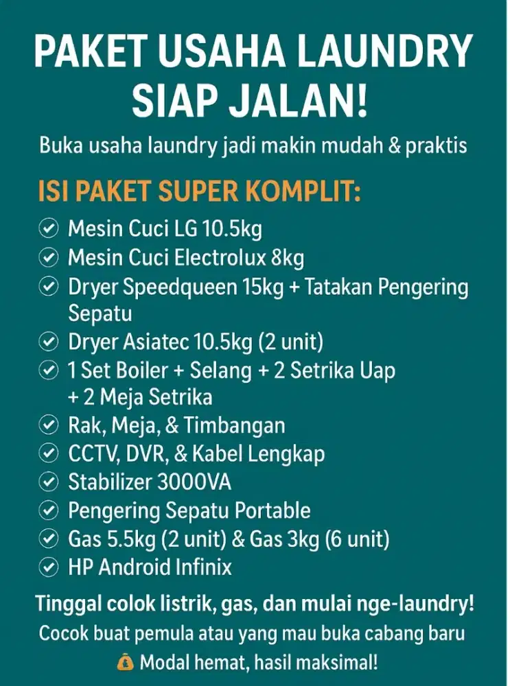 Paket usaha laundry super komplit (siap jalan)