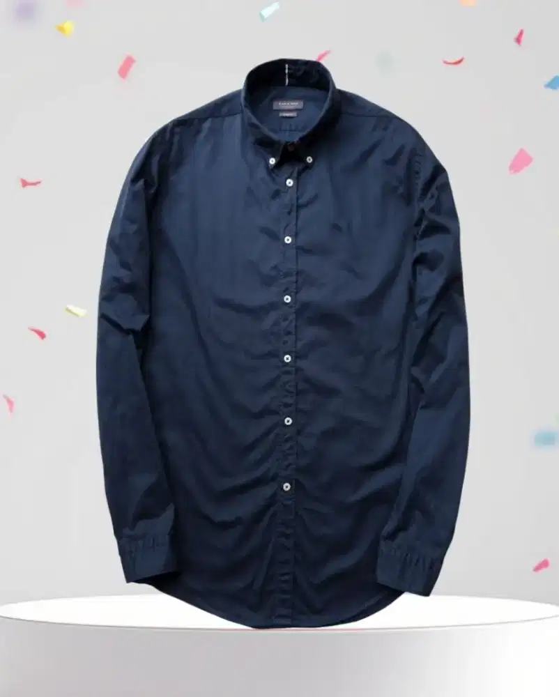 KEMEJA ZARA MAN BLUE NAVY, SIZE : L (LD114-116, P79)