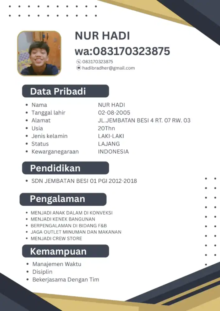 mencari pekerjaan untuk memenuhi impian saya