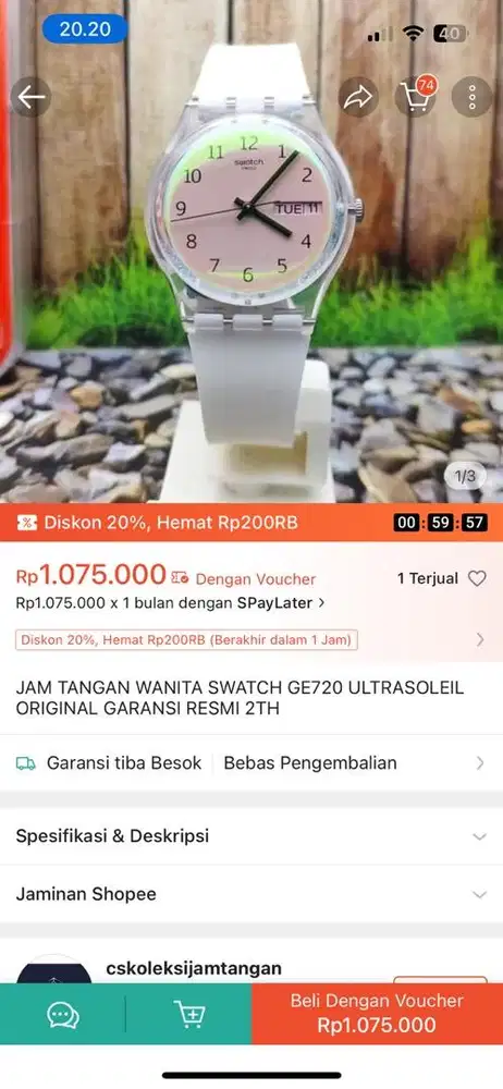 Jam tangan swatch GE720 Ultrasoleil Original