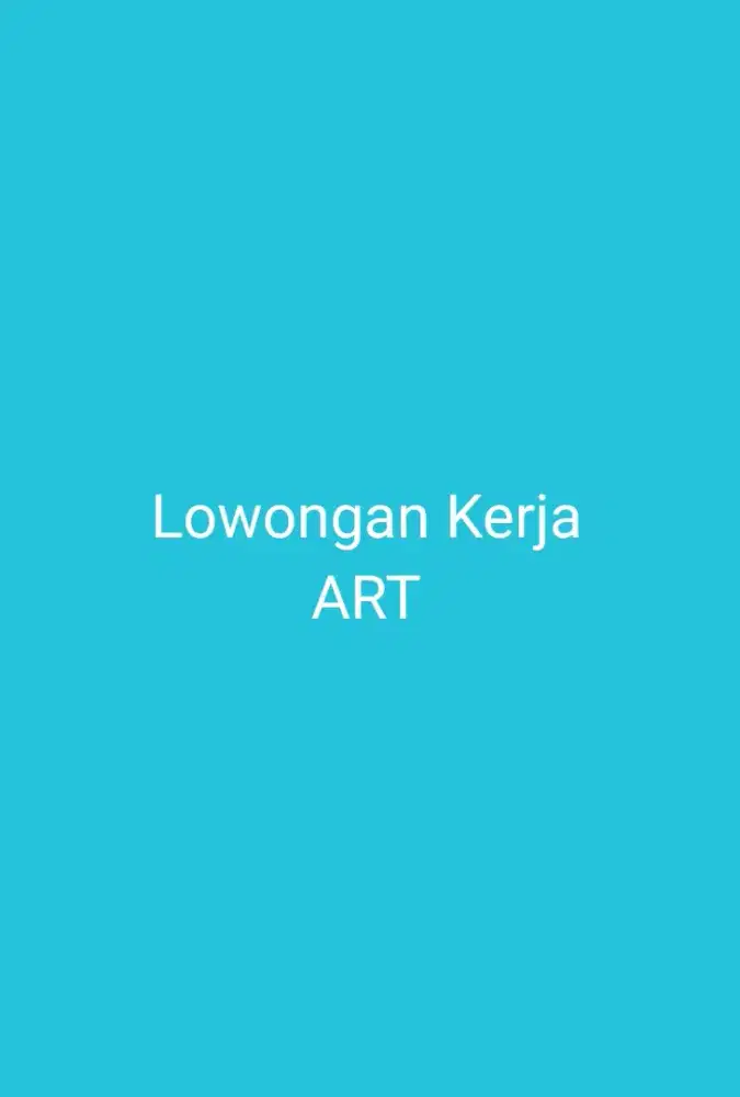 Dibutuhkan segera ART