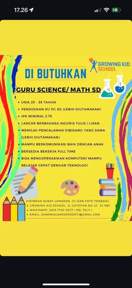 Open recruitment for elementary teacher