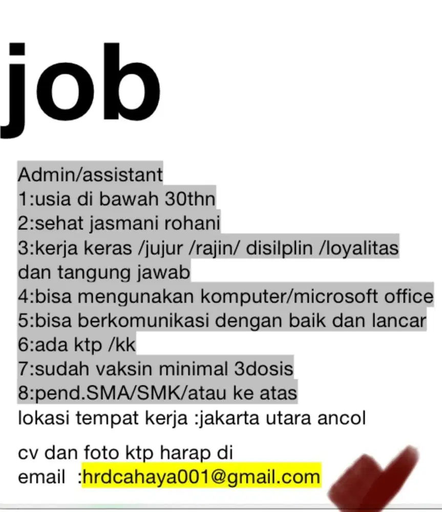 Admin finance dan gudang