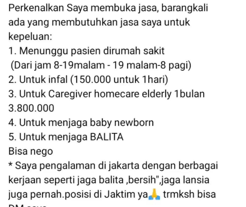 Saya siap membantu anda yg membutuhkan kan jasa saya
