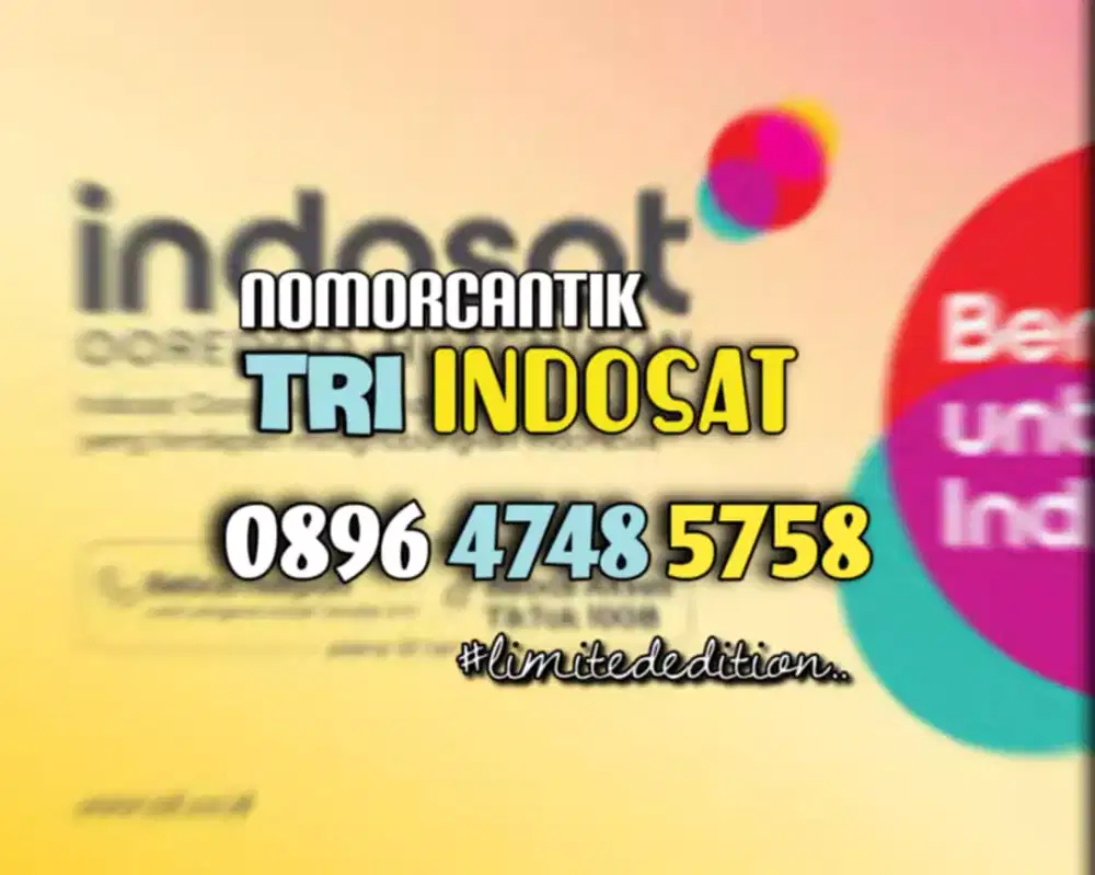 (bisa COD) Nomor CANTIK kartu TRI INDOSAT MAJU MAPAN 4748 5758 #07