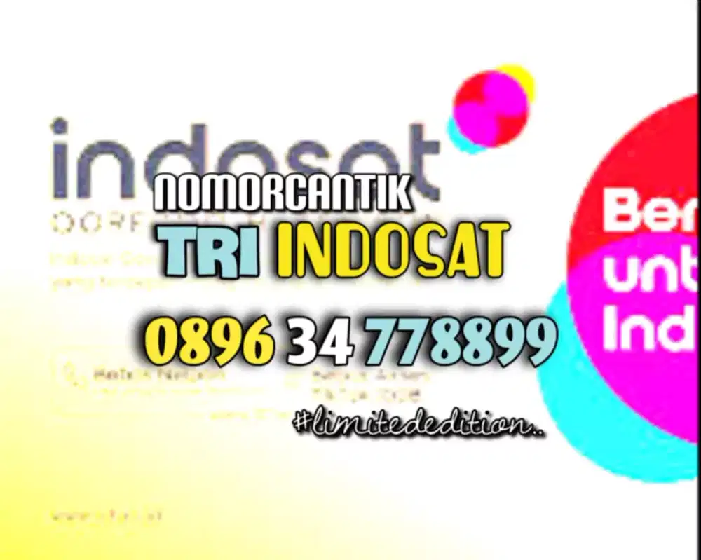 (bisa COD) Nomor CANTIK kartu TRI INDOSAT HOKI NAIK 778899 #07