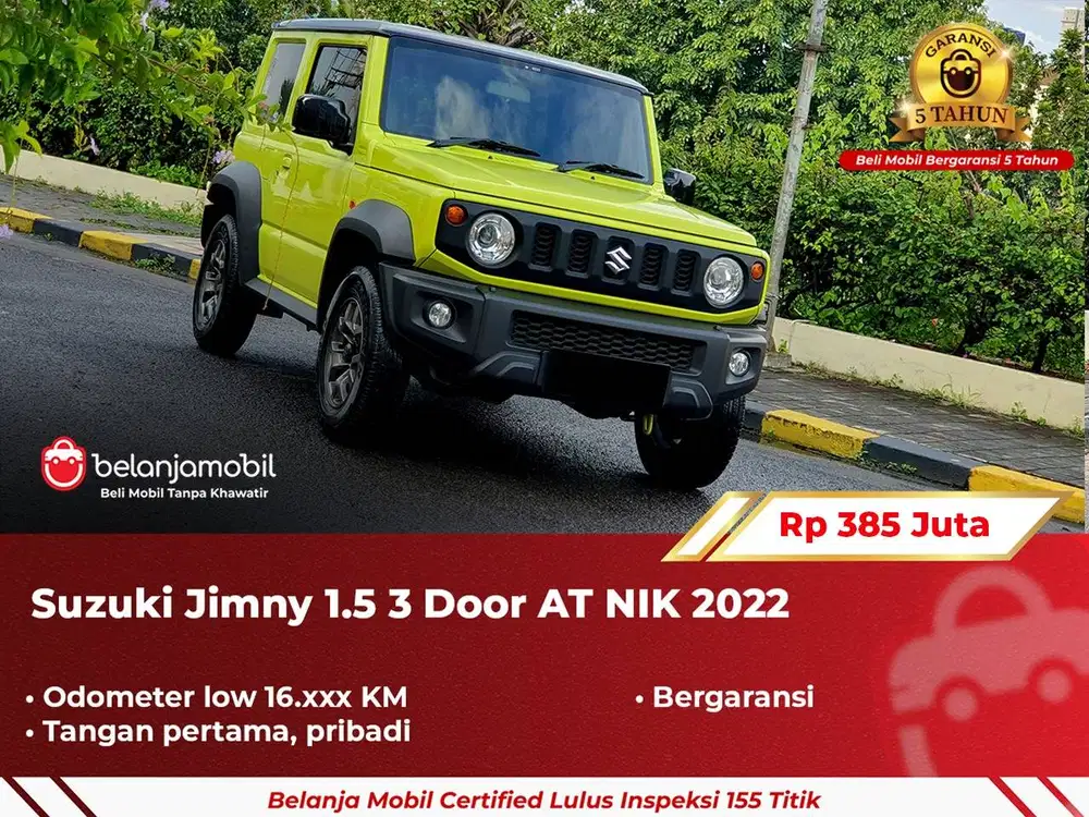[ GARANSI 5TH ] Suzuki Jimny 1.5 3 Door AT Kinetic Yellow 2022/2023