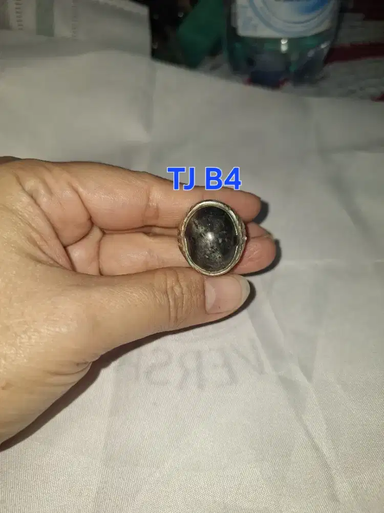 Batu cincin tapak jalak 
Hitam garis perak 
TJ b4 Ring perak alpaca 
B