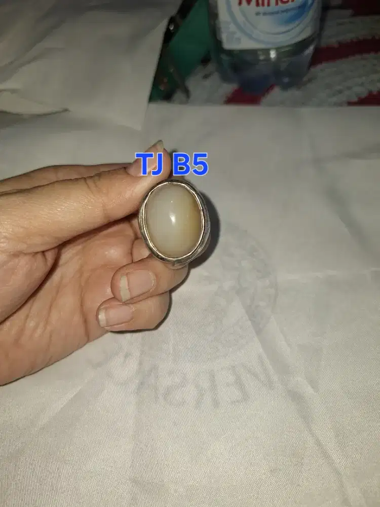 Batu cincin tapak jalak 
Hitam garis perak 
TJ b5 Ring perak alpaca ba