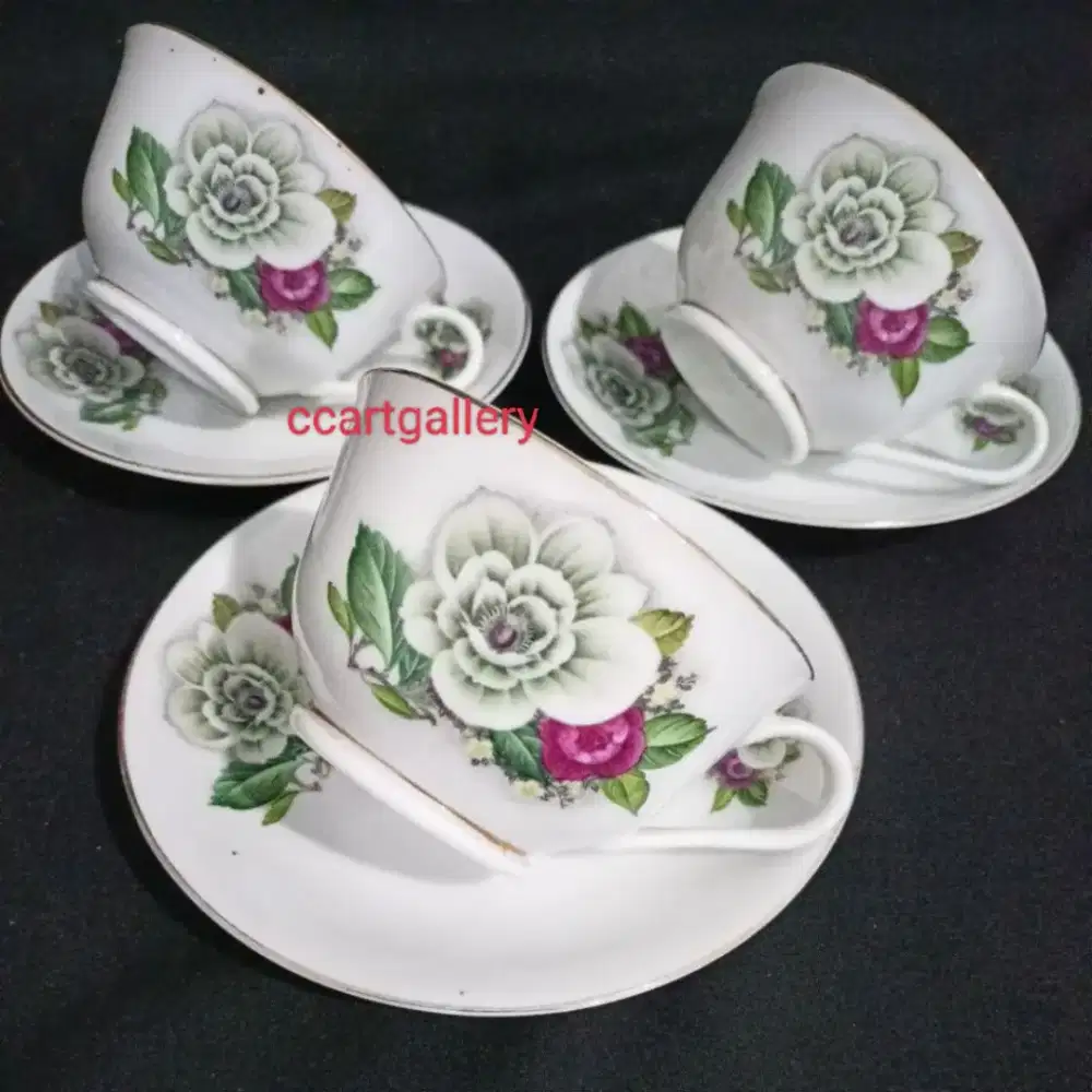 Cangkir teh lawas green rose (3)