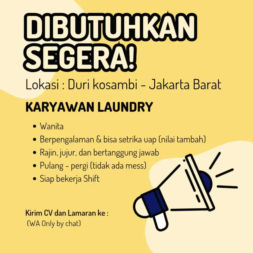 Lowongan Kerja Karyawan Laundry