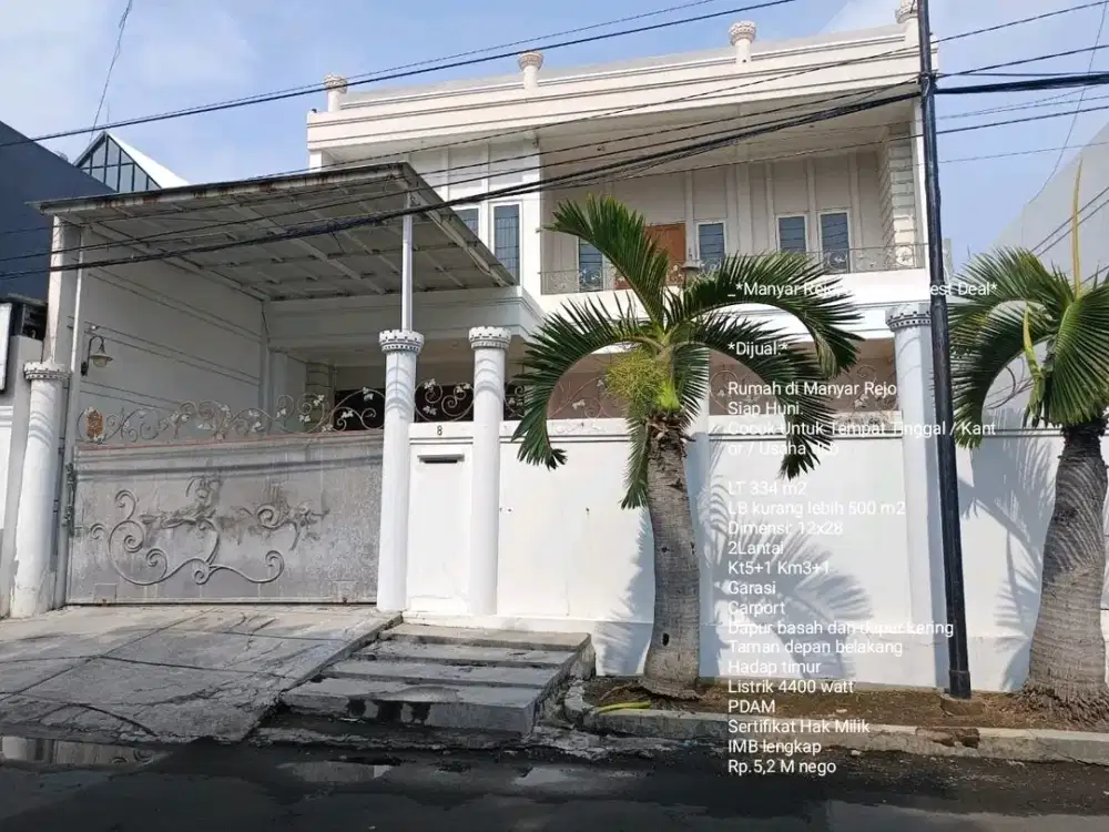 Dijual Rumah Mewah Manyar Surabaya