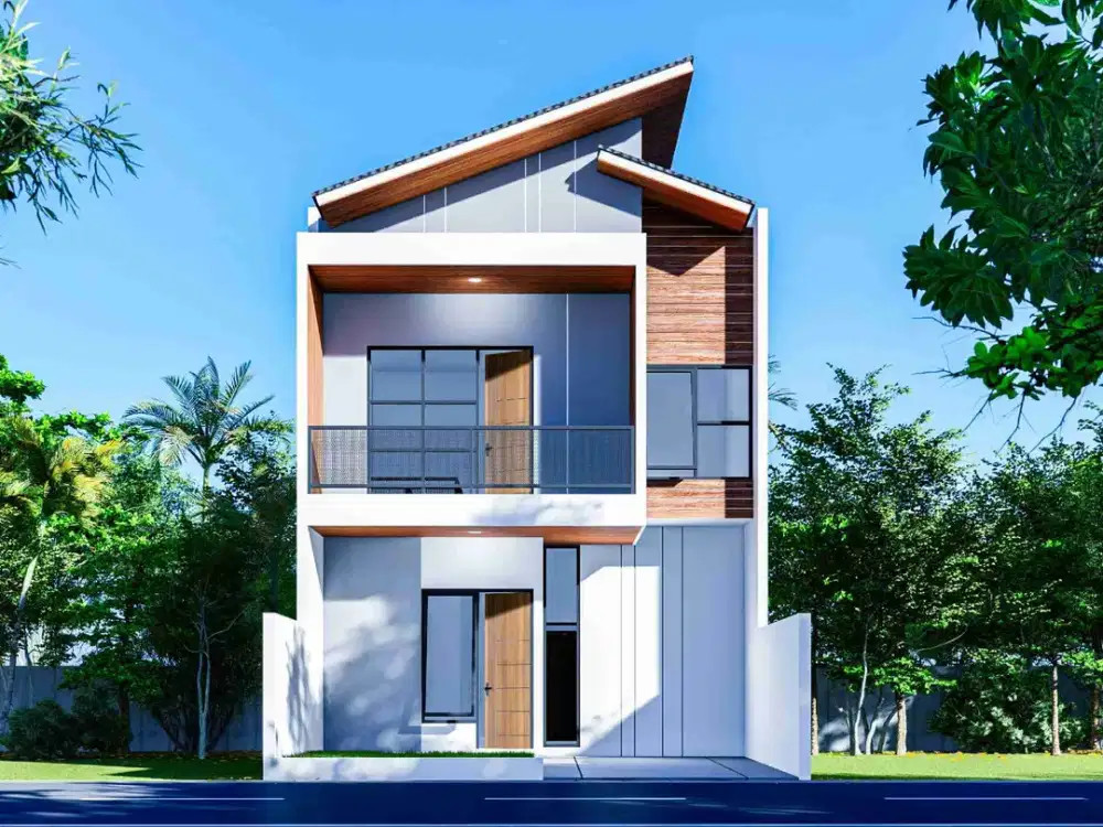 rumah dua lantai Pembayaran santai Dekat jl Raya