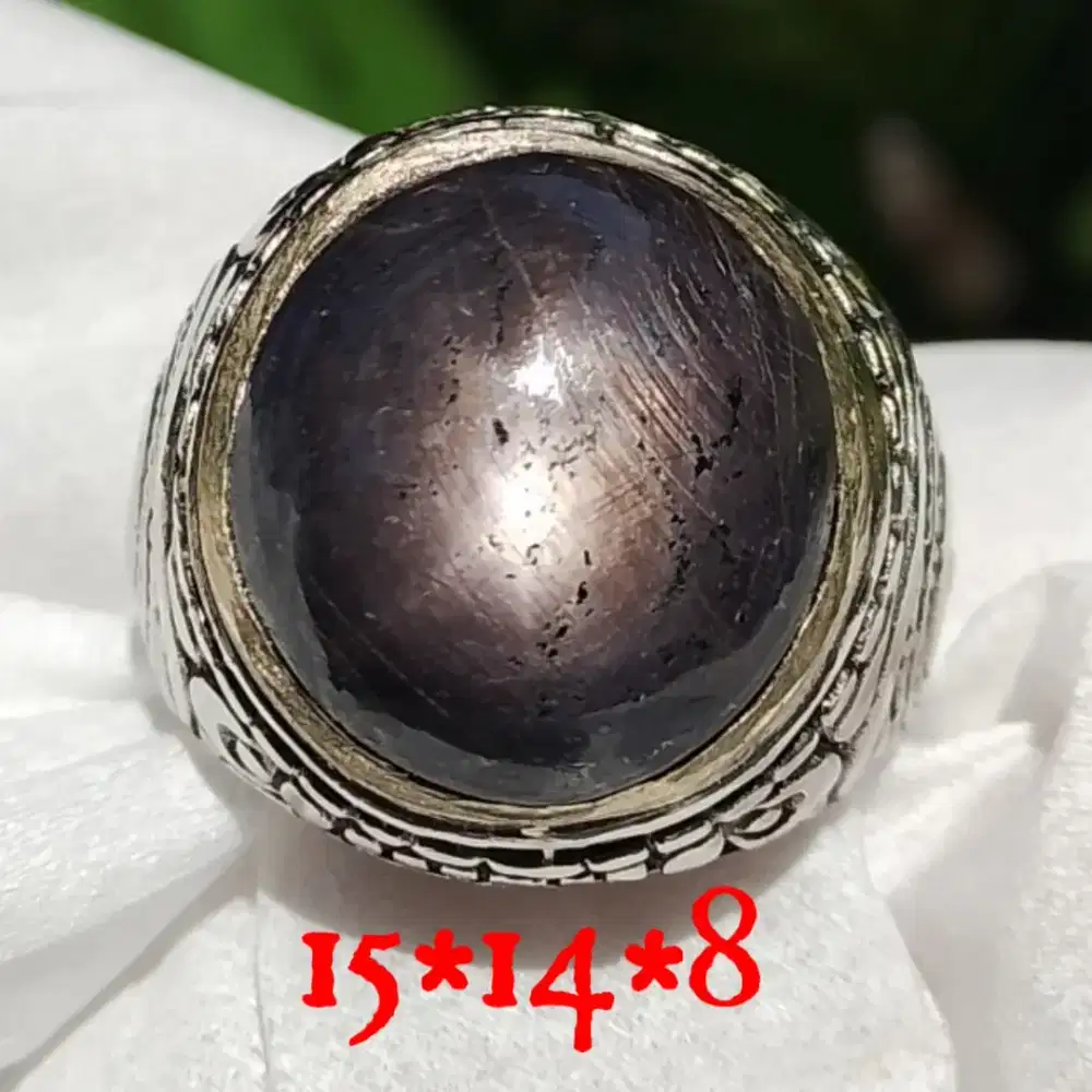 Natural purple black Ruby Star est 21ct dim 15*14*8 ring alfaka net