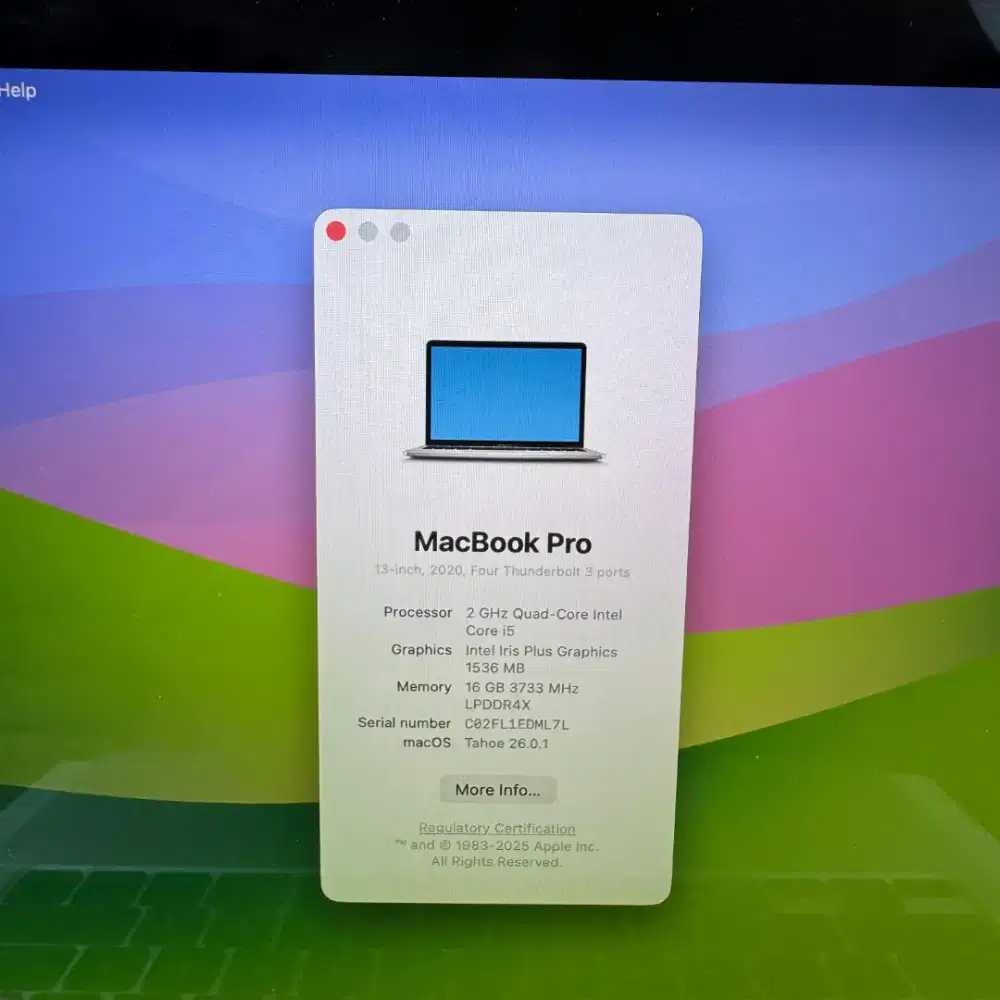 Macbook Pro 2020 Layar 13 Inch Ibox Ram 16 Ssd 512 Core I5 full set