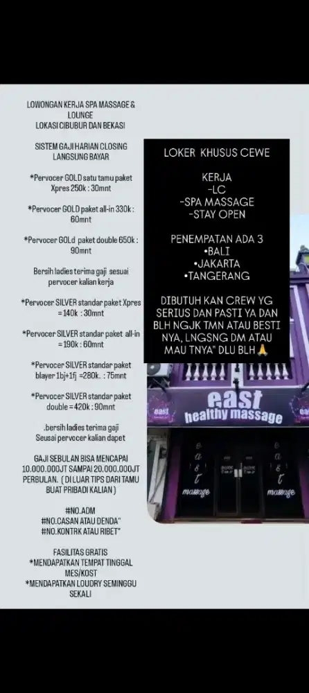 LOKER KHUSUS PEREMUPUAN(CEWE)