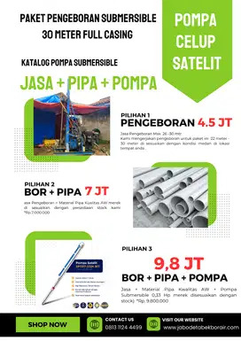 Paket Bor Sumur Pompa SIbel / Satelit di BEKASI