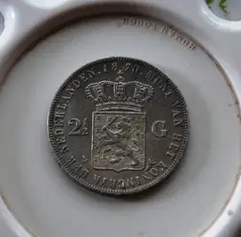 Koin 2 1/2 gulden King Willem 3 1870, koin perak (2)