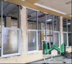 Pasang plafon Partisi Alumunium - Aluminium + Kaca + Gypsum + PVC WPC