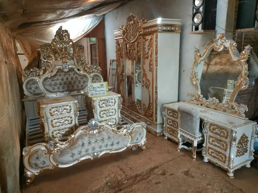Tempat tidur set kamar tidur ukiran terbaru full kayu jati