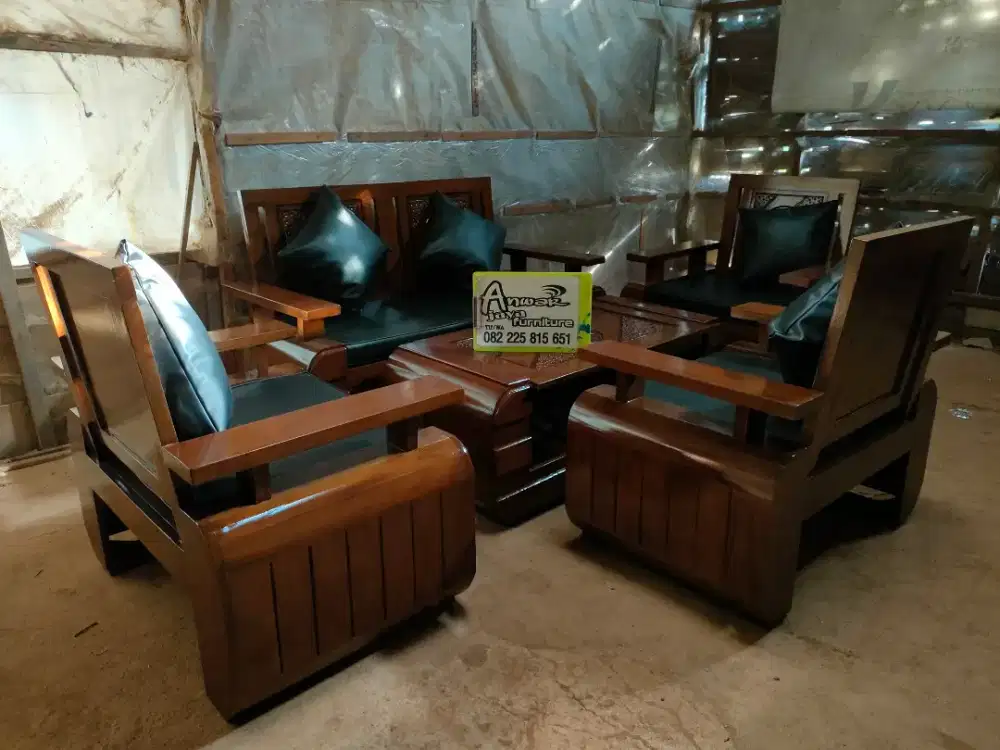 Kursi tamu minimalis set matras bantal full kayu jati