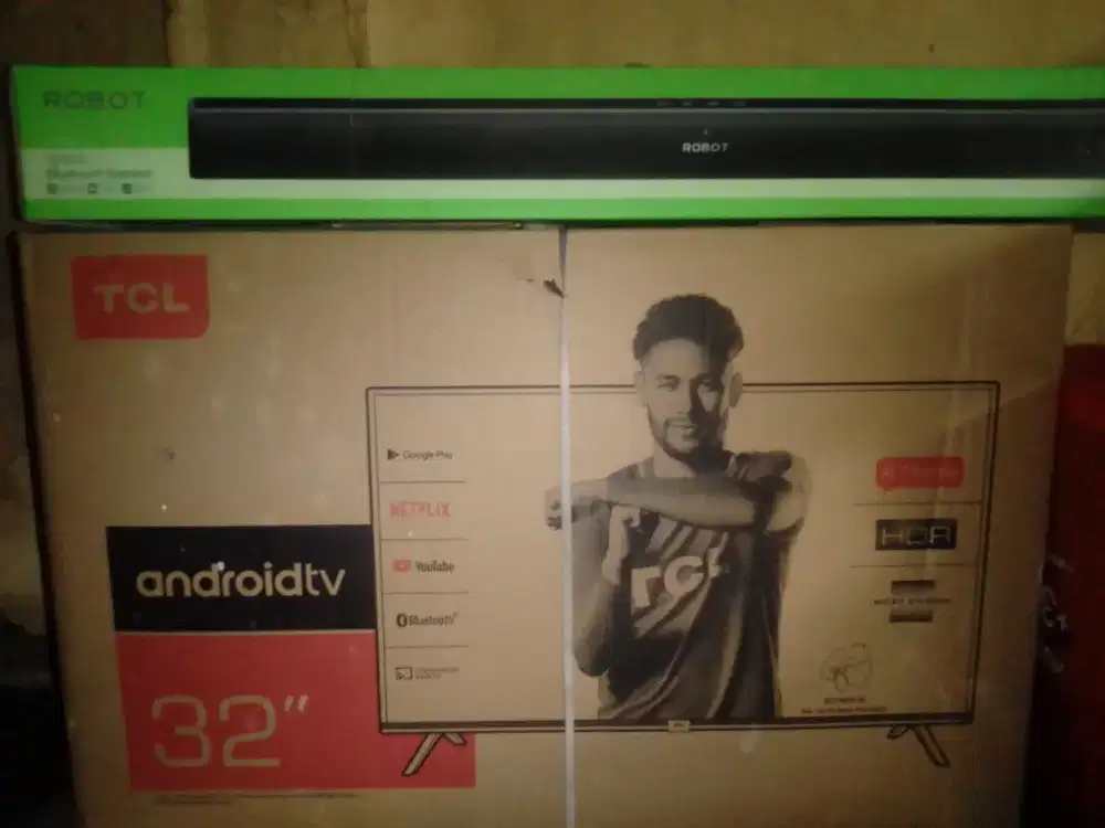 JUAL AndroitTV TCL 32 GRATIS SOUNDBAR  ROBOT 120CM