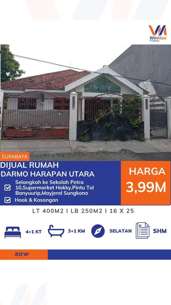 DIJUAL RUMAH Lokasi DARMO HARAPAN UTARA