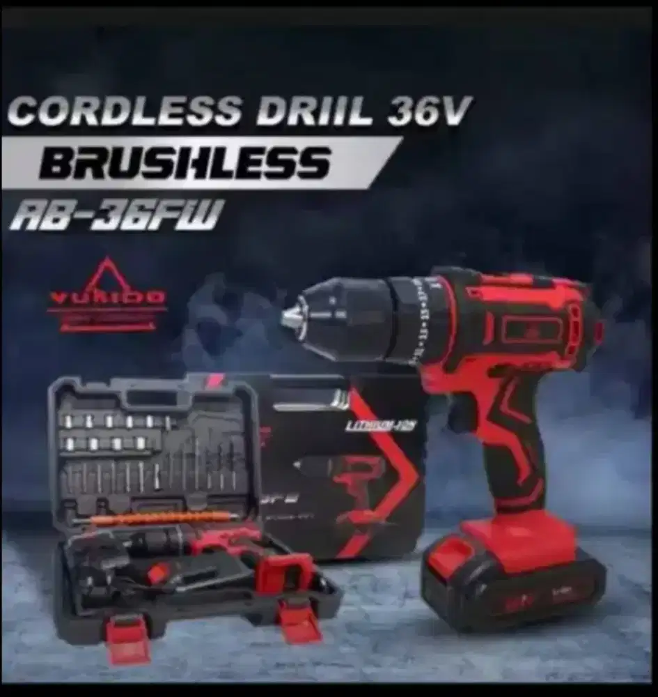 13mm mesin bor tangan tembok listrik cordless 2 baterai