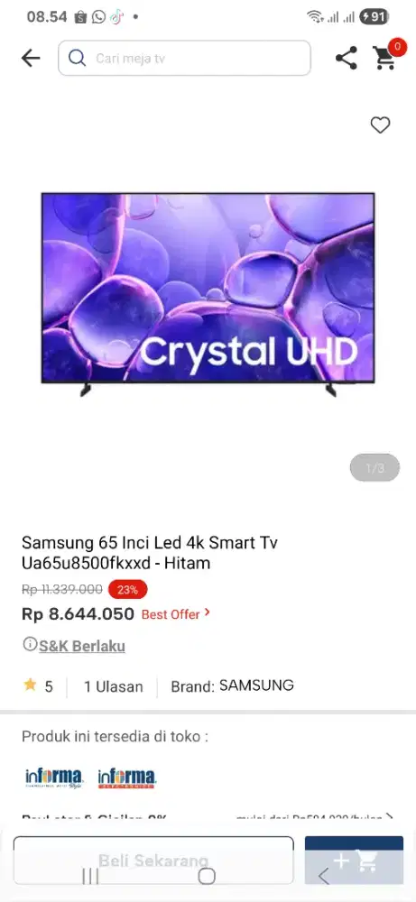 Samsung 65 inci led 4k ua65u