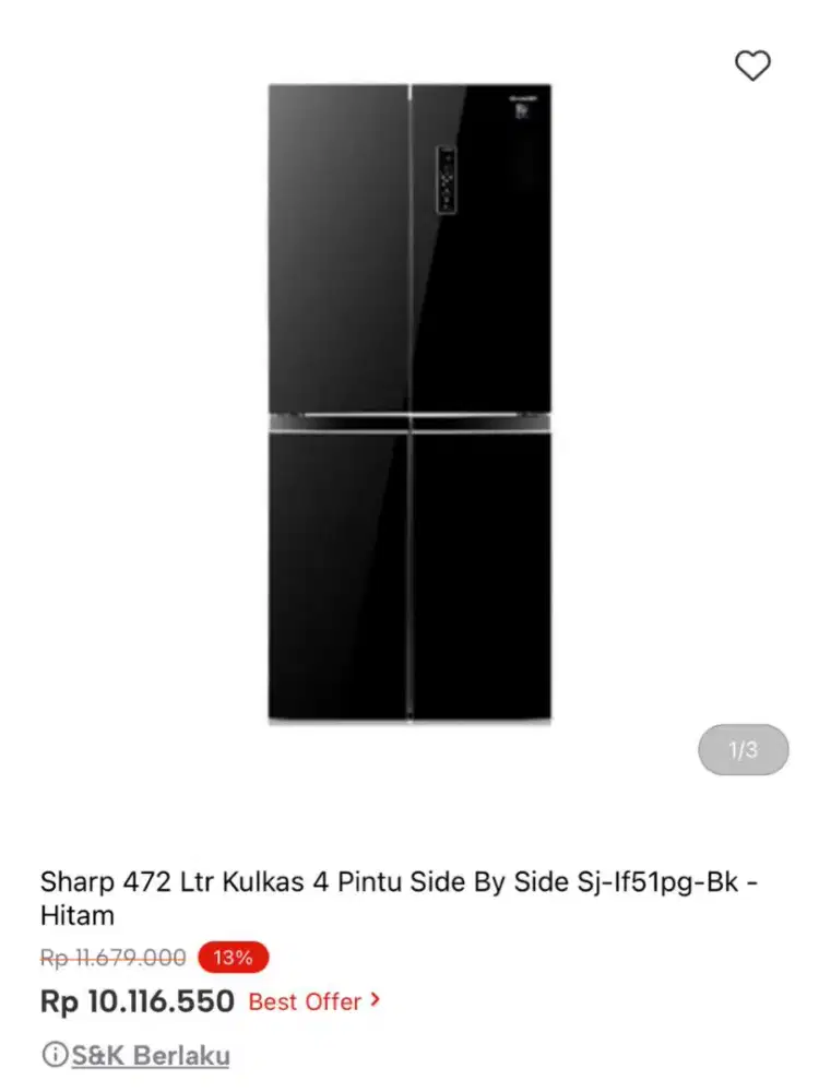 Kulkas Sharp 472 ltr 4 pintu