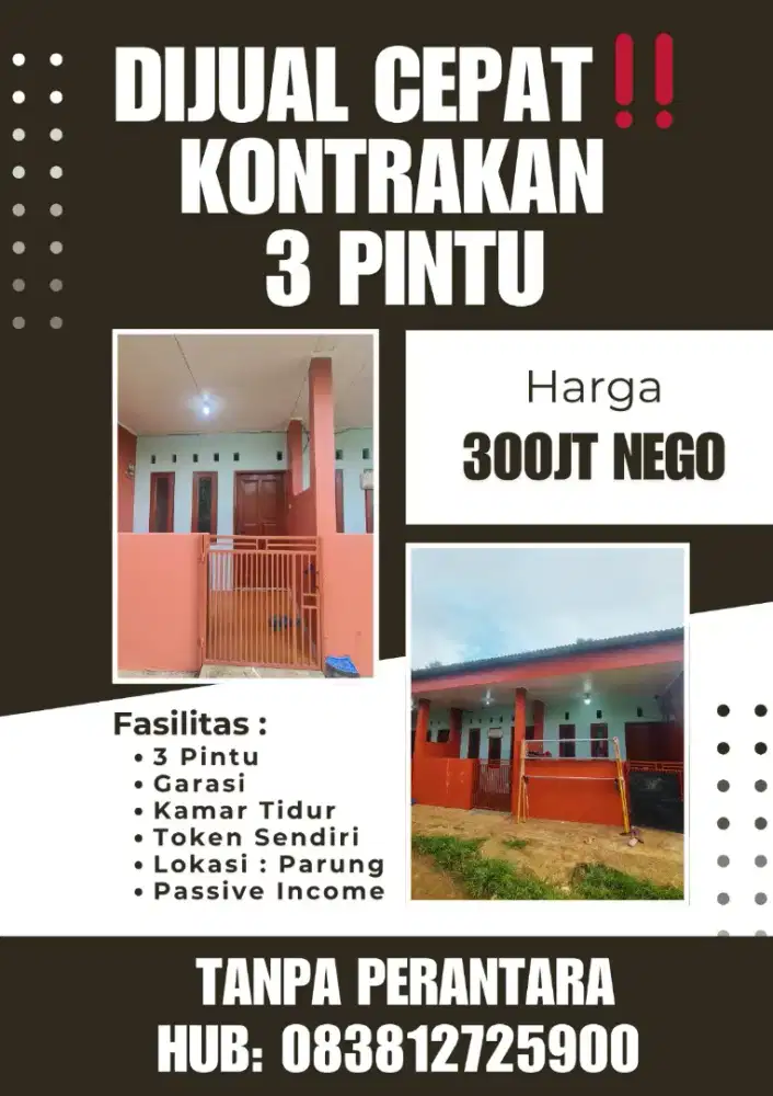 DIJUAL CEPAT KONTRAKAN  PARUNG