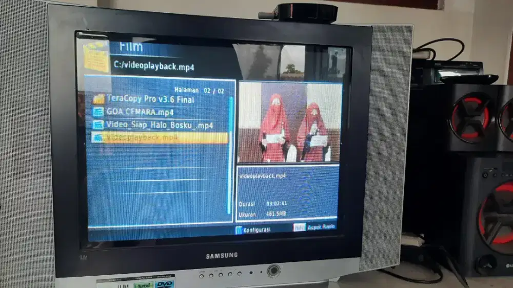 Tv tabung slim samsung + stb polytron