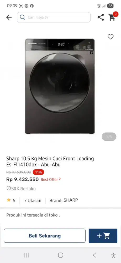 Mesin cuci sharp kering 100%