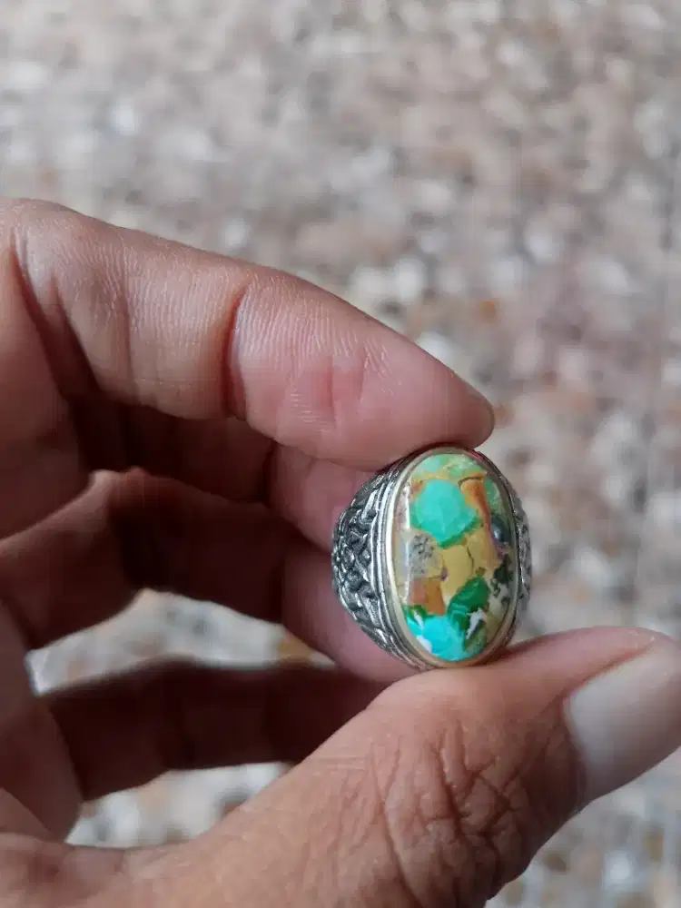 Batu Cincin Akik Permata Natural Turquoise Pirus Persia Murmer