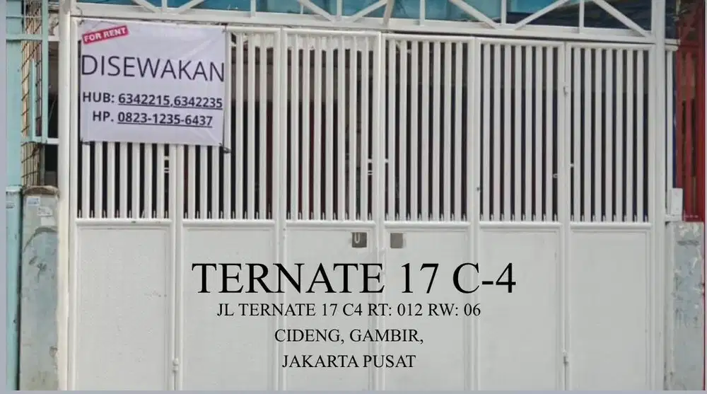 rumah ruko rukan sewa cideng gambir ternate