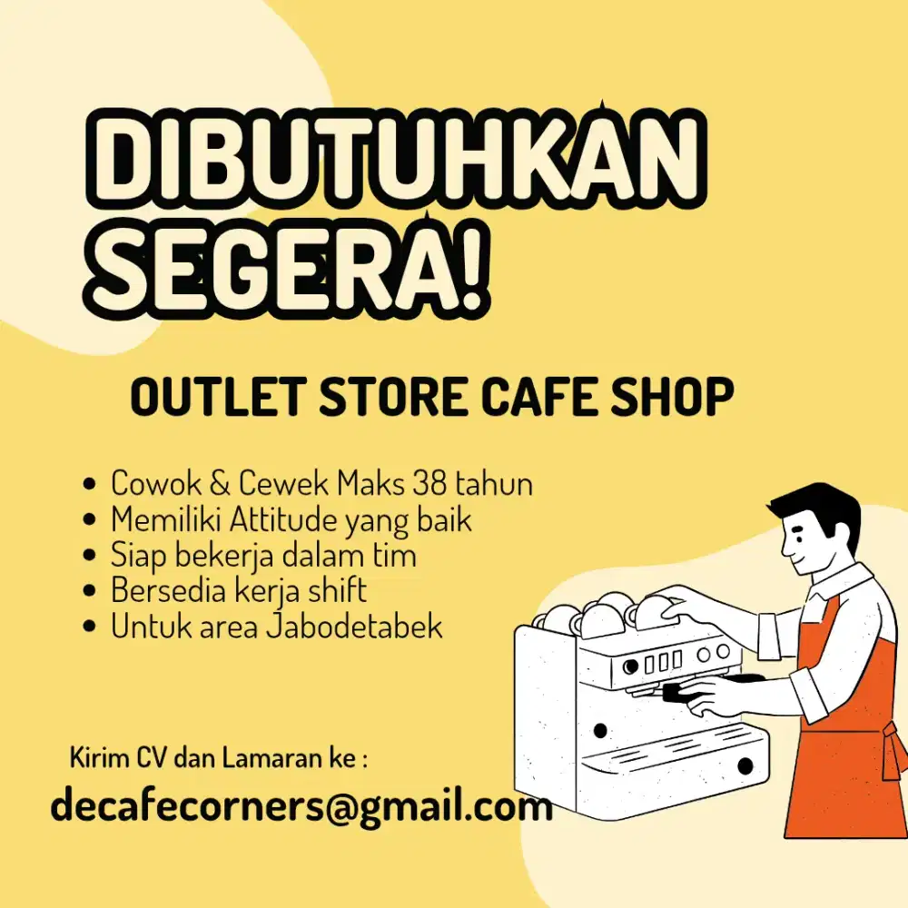 Butuh crew outlet cafe shop