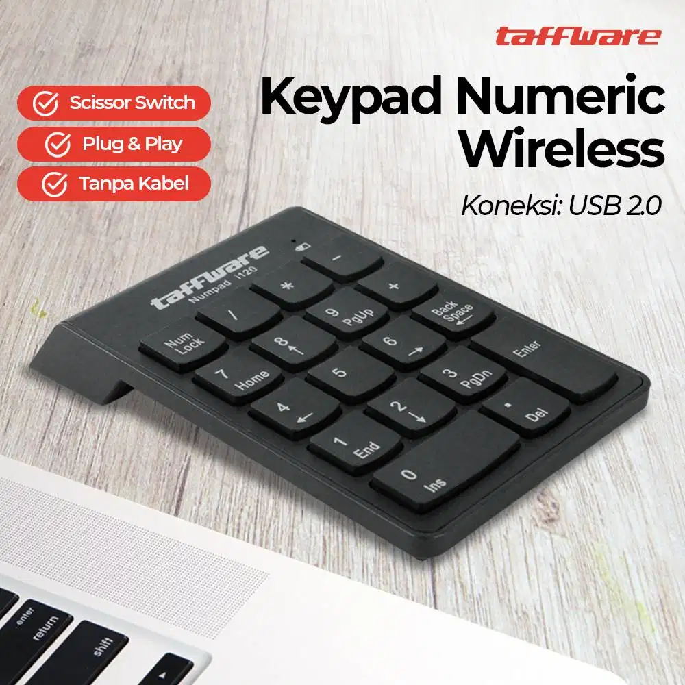 TAFFWARE Keypad Numeric Wireless Portable 10 Meter Plug n Play