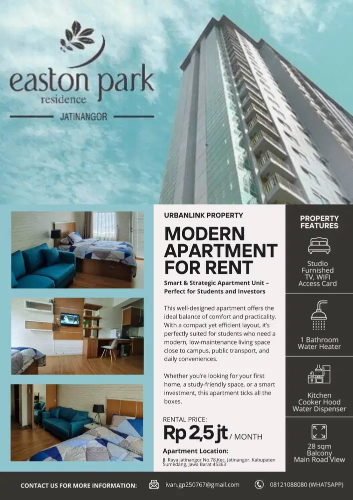 Easton Park Apartemen Studio Full Furnished