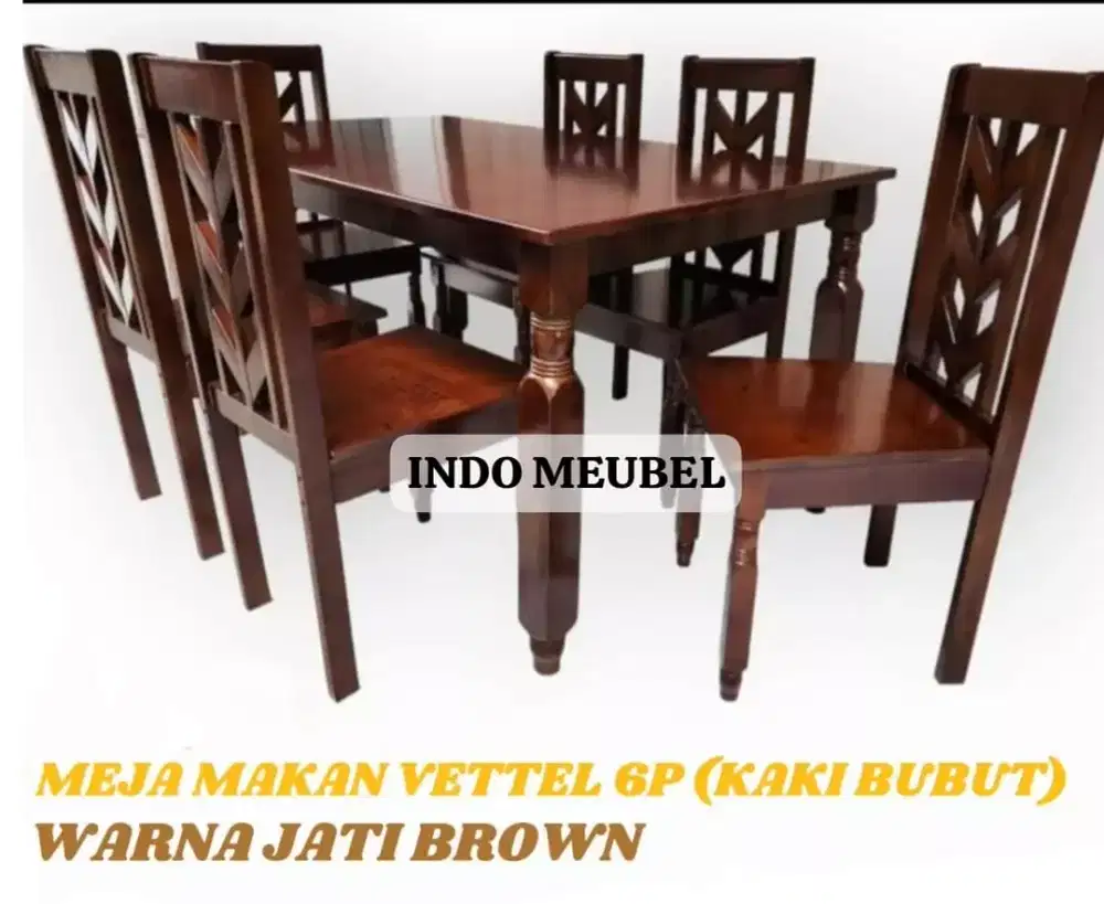 SET MEJA MAKAN KAYU EXCLUSIVE, 100% KAYU, KUAT DA KOKOH NEW MODERN