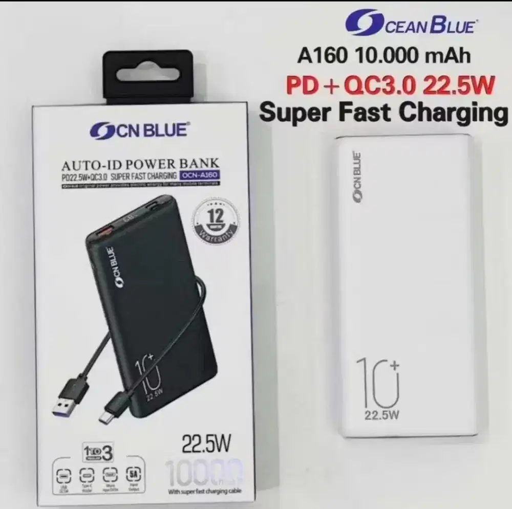 POWERBANK OCEANBLUE A160 SUPER FAST CHARGING 10000MAH