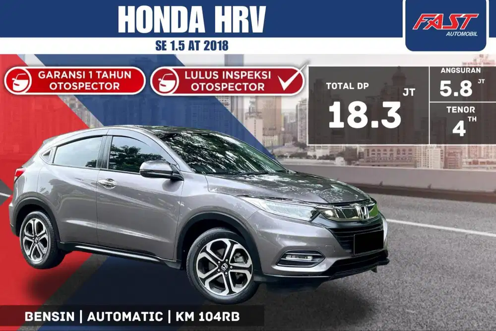 HONDA HRV SE 2018 1.5 AT KM.104RB NOPOL GENAP & PAJAK PANJANG #F4ST