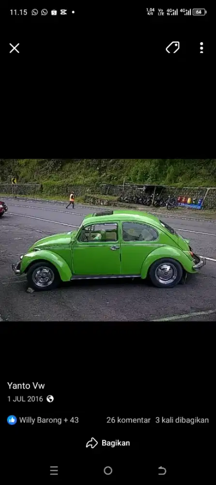 VW Bettle' th 68 strir kiri sunroff ori